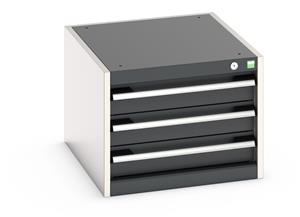 Bott Cubio drawer cabinet with 3 drawers of 100mm height and overall dimensions of 525mm wide x 650mm deep x 400mm high 100% extension drawer with internal dimensions of 400mm wide x 525mm deep. The drawers have a U.D.L of 75kg (when approaching... Bott Cubio Drawer Cabinets 525 x 650 Engineering tool storage cabinets